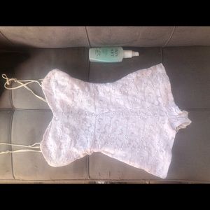 White lace spaghetti strap romper.